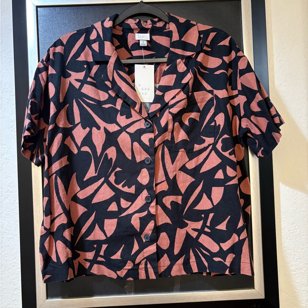 A New Day Black and Brown Patterned Shirt